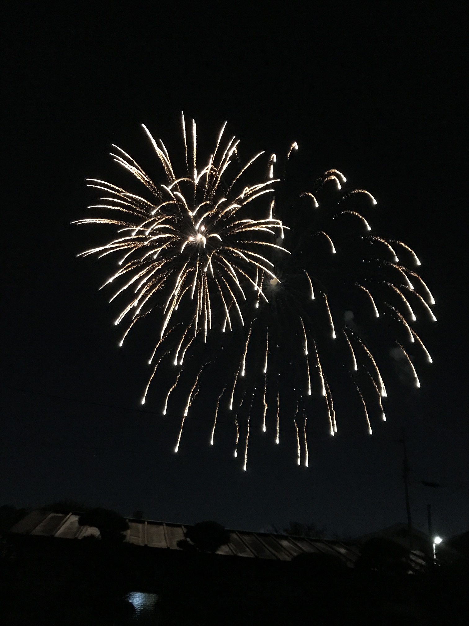 秋の夜空に打ち上げ花火